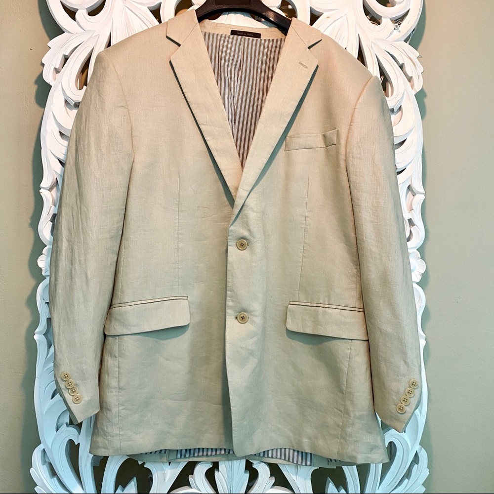 100% Linen Calvin Klein Blazer Fully Lined Tan
